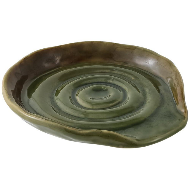 Spoon Rest for Stove Top, Ceramic Spoon Holder for Kitchen Counter, 5 Inches Coffee Spoon Holder Utensil Rest for Cooking, Green