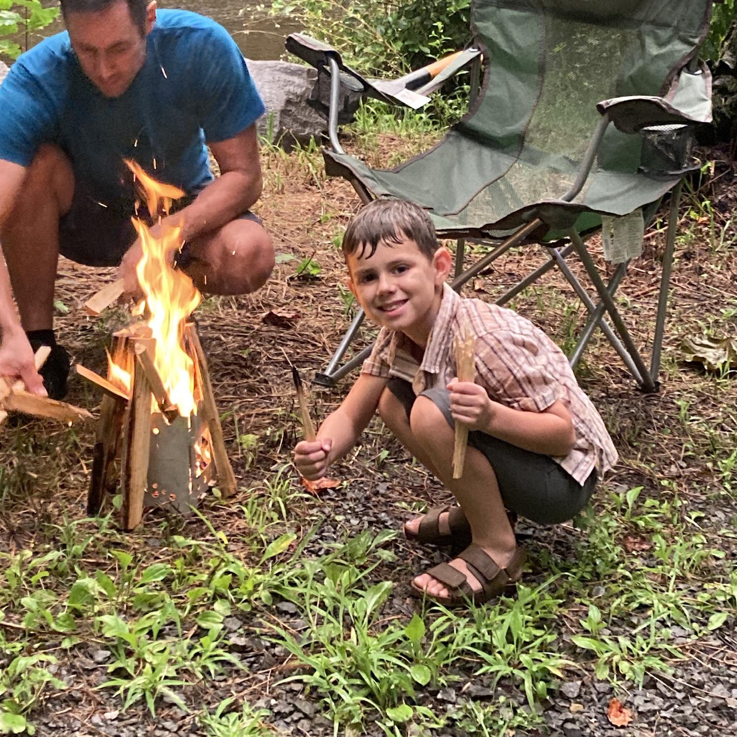 The only place to be, according to Josh. Outside with a fire!