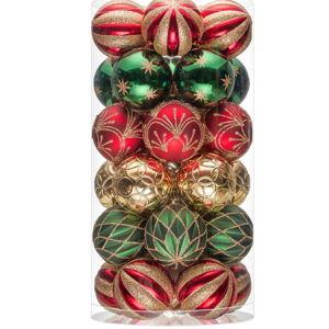 JORNOY Christmas Balls Ornaments, 30ct Shatterproof Xmas Tree Decorations, Hanging Bulbs Baubles Set with String for Holiday Home Party Decor, 2.36 inch/60mm, Red & Green & Gold