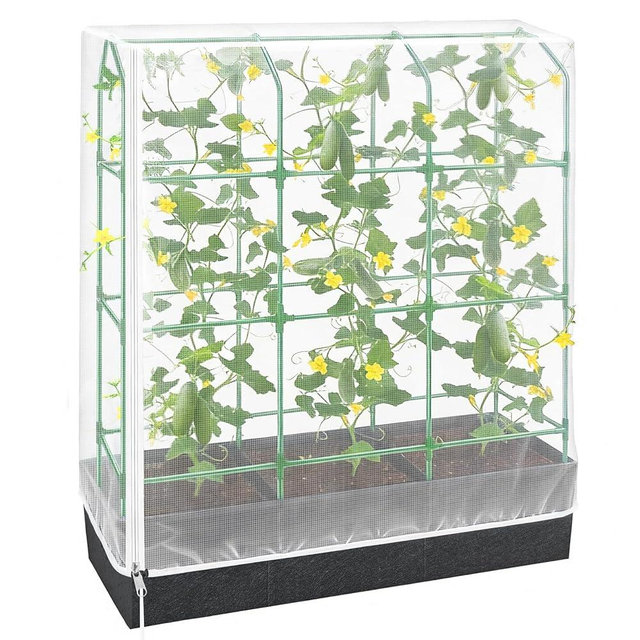 Garden Bird Netting Plant Cover for Cucumber Trellis, 52" x18''x66'' Insect Bird Barrier Garden Trellis Net with Zipper & Drawstring, Cucumber Trellis Netting Protection Cover for Protecting Plants