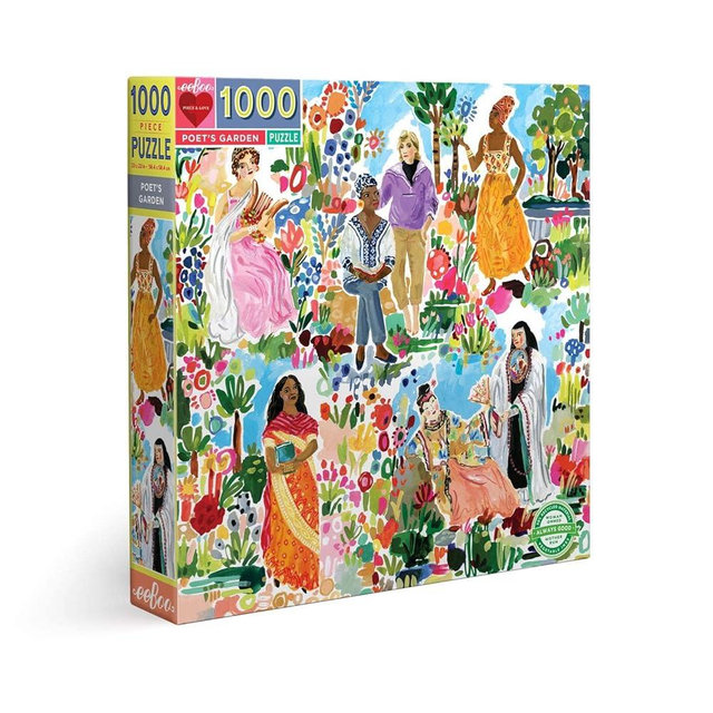 eeBoo: Piece and Love Poet's Garden 1000 Piece Square Adult Jigsaw Puzzle, Puzzle for Adults and Families, Glossy, Sturdy Pieces and Minimal Puzzle Dust