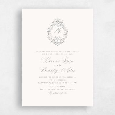 Pewter Gray, Grey Wedding Invitation - Lockwood Portrait