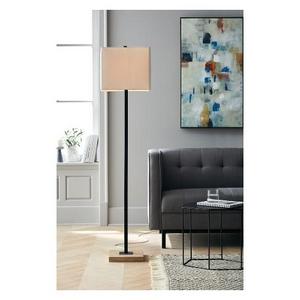 Modern Wood Square Floor Lamp Black - Project 62™