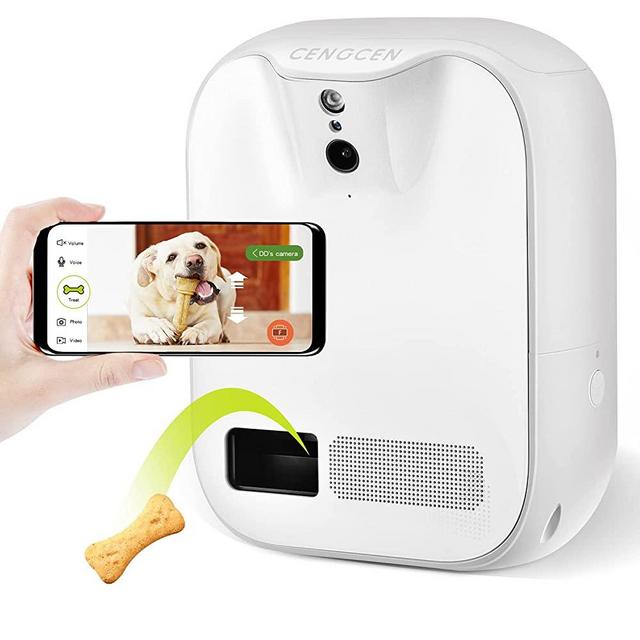 Pet Camera - Dog Treat Dispenser Supports 5G WiFi, Two-Way Audio, 130°Field of View, Full HD 1080P, Night Vision, Wall Mounting Cat and Dog Camera with Phone APP and Audio Android / iOS Compatible