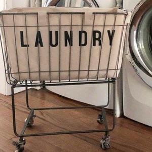 Fabric Lined Metal Rolling Laundry Cart