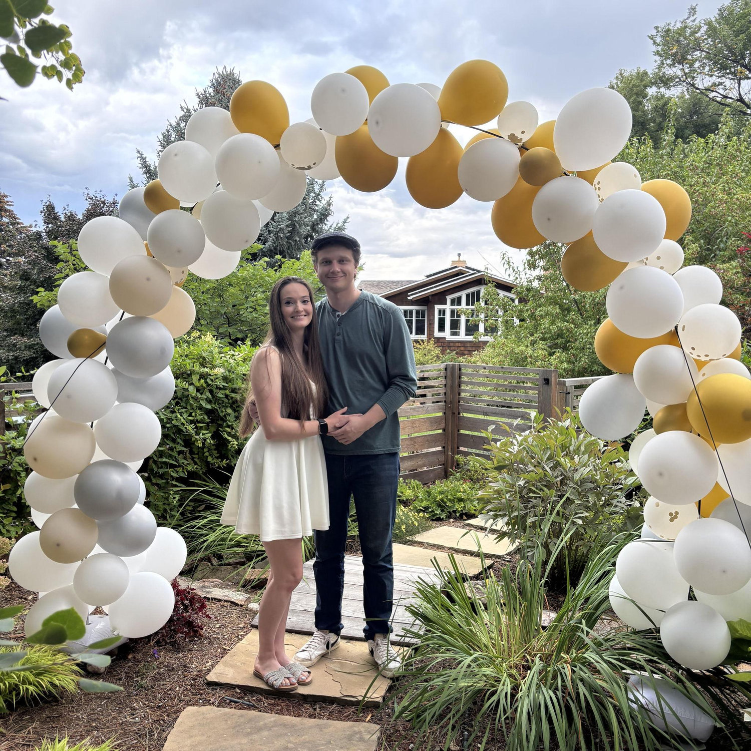 Engagement party feat. homemade balloon arch