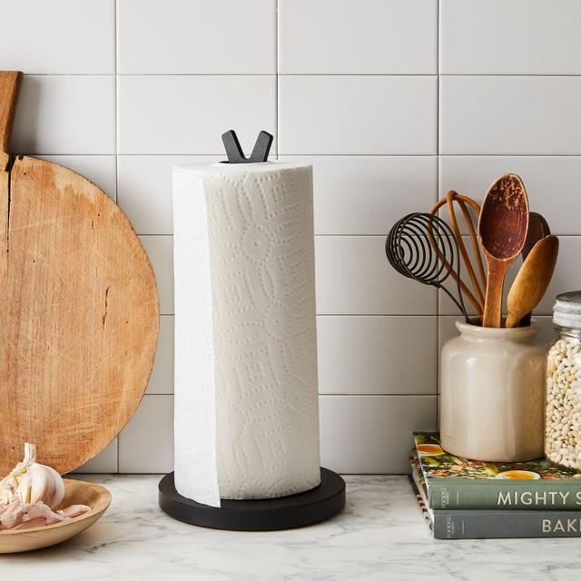 Matte Black Natural Fiber Paper Towel Holder