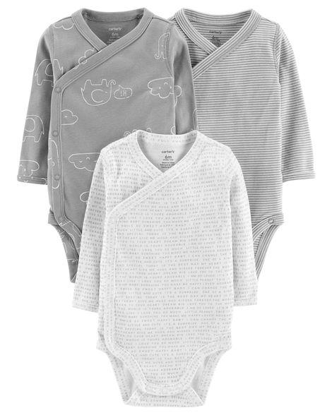 Carters 3-Pack Side-Snap Bodysuits-NB