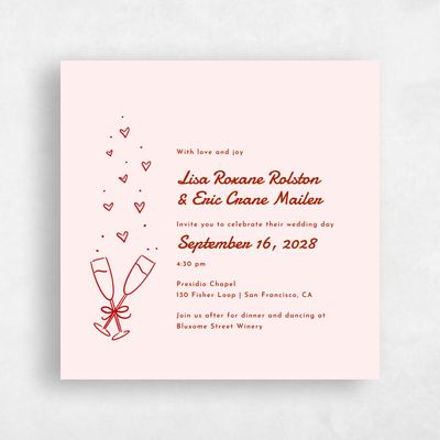 Pink Wedding Invitation - Aubrey Square