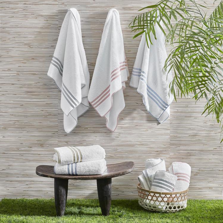 Matouk Beach Road Bath Towels - Wash Towel | Blue Stripe