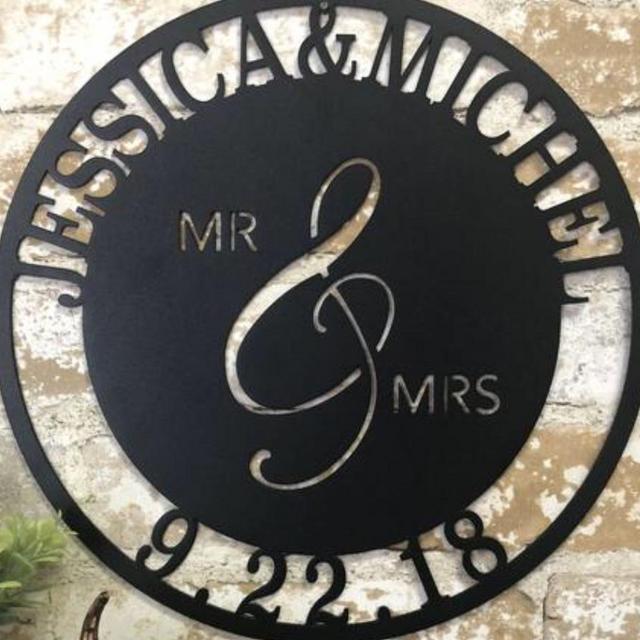 Personalized Mr. And Mrs. Date Metal Sign - Wedding Gift - Custom Metal Sign - Anniversary Gift - Metal Wall Art