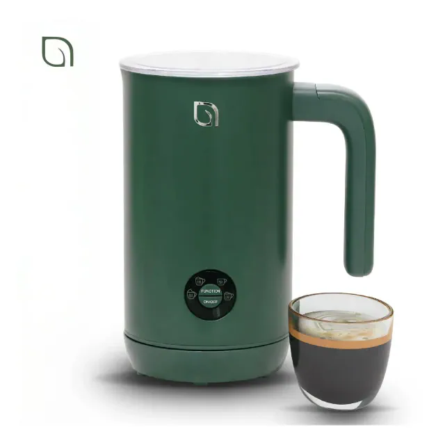 Willow Kitchen 4-in-1 0.24L Cordless Electric Milk Frother & Steamer Pitcher with Nonstick Stainless Steel Interior for Coffee Green