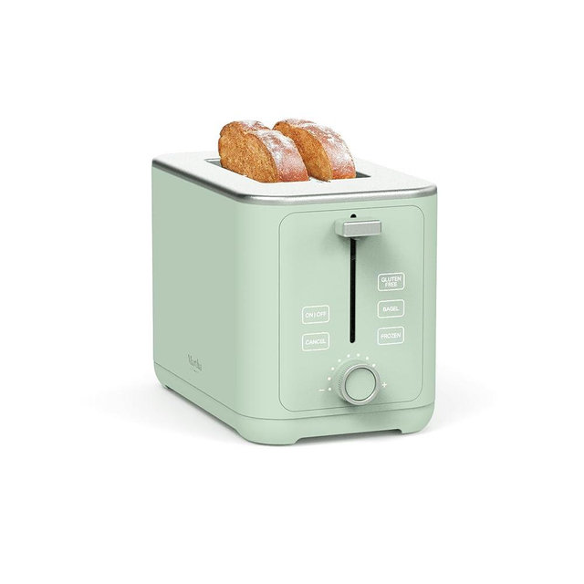 Martha Stewart 2 Slice Toaster, 10 Shade Settings with Defrost, Cancel, Bagel & Gluten-Free, Extra-Wide Self-Centering Slots for Waffles & Artisan Bread, Removable Crumb Tray, Cord Wrap, Honeydew