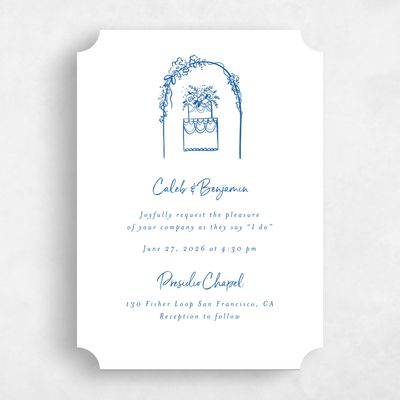 Blue Ticket Wedding Invitation - Oia Arch