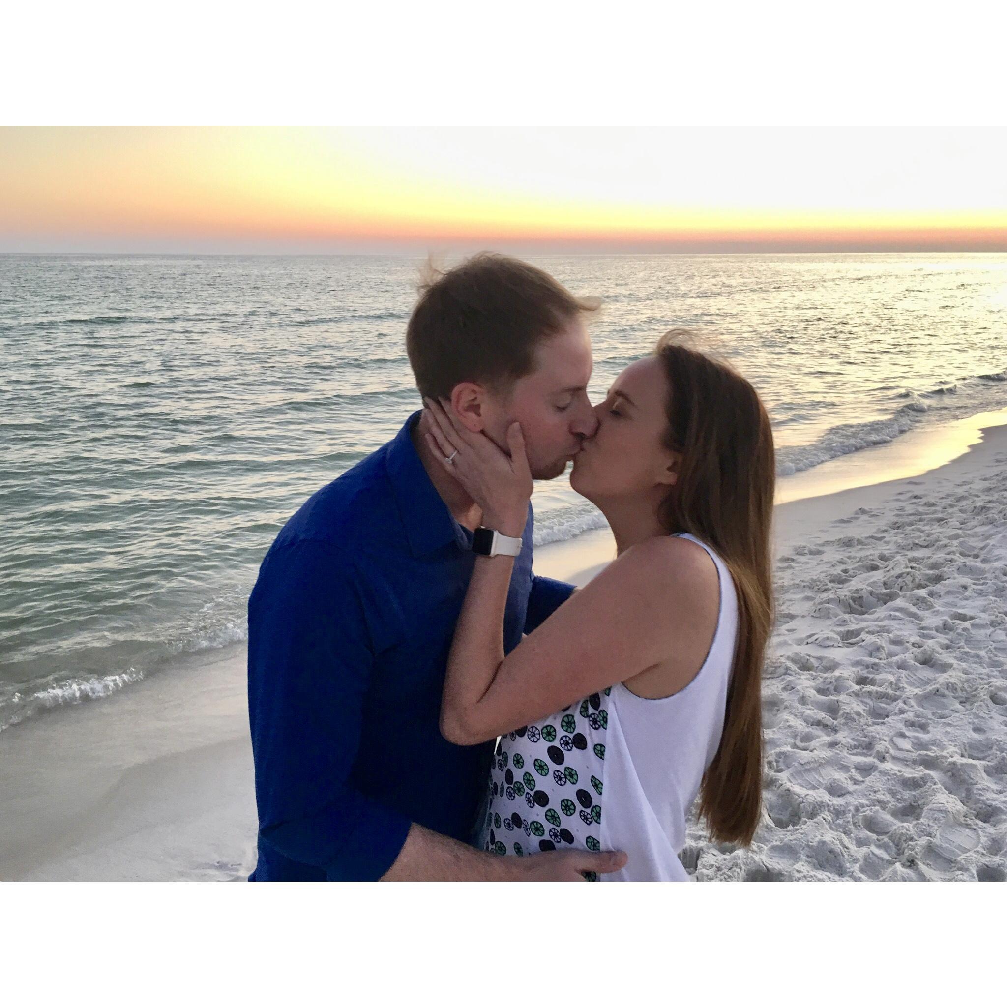 Our first kiss was at the beach and I made the first move. This was our first kiss as an engaged couple. I'm excited that our first kiss as man and wife will be overlooking the same gorgeous water!