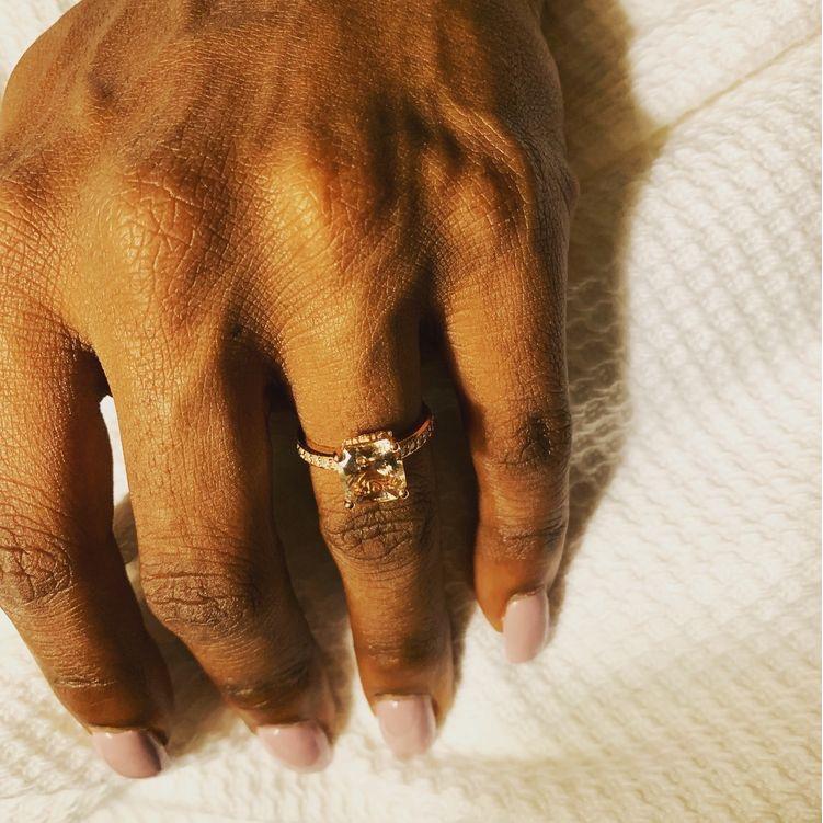 The custom designed engagement ring Jason had created for his proposal to Morgan
