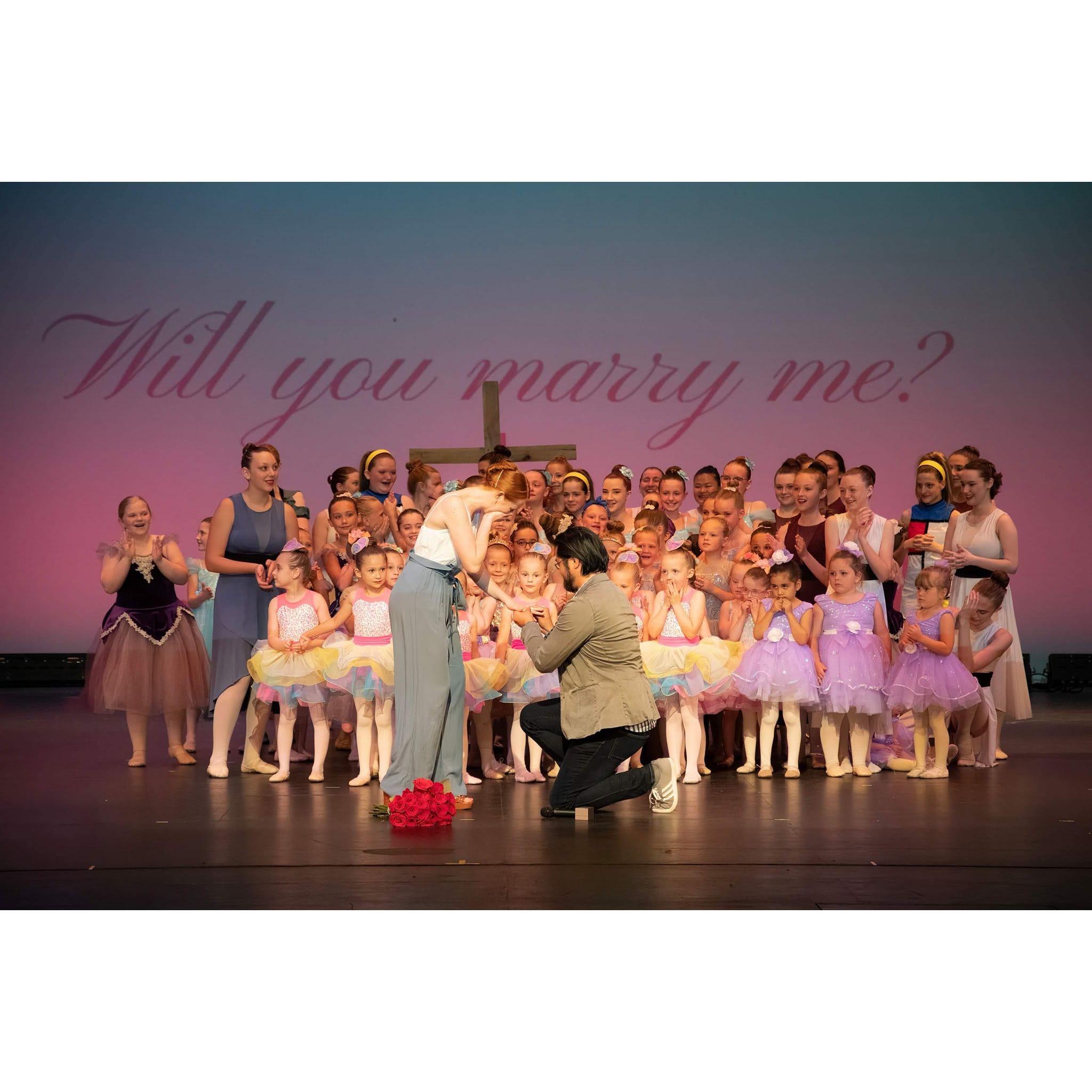 The magical moment Dean proposed after Lindsay's end-of-the-year recital with all her students behind her.