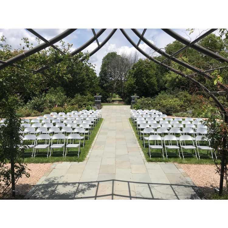 The view from the altar in the Finley-Nottingham Rose Garden ceremony space.