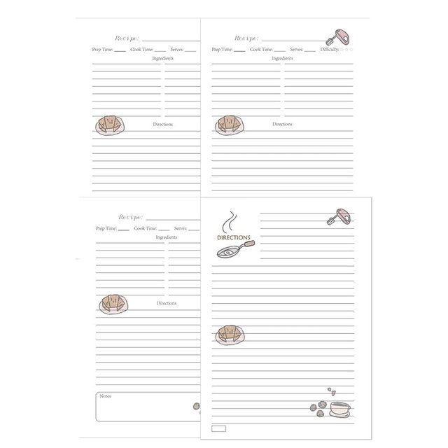 80 Sheets Blank Recipe Papers, Including 70 Long Recipes and 10 Short Recipes, 120 Grams of Heavy-duty Paper