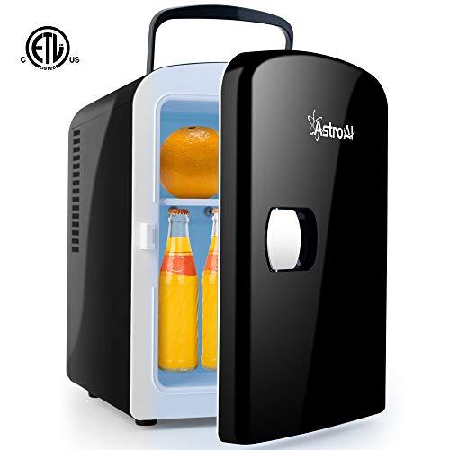 AstroAI Mini Fridge 4 Liter/6 Can AC/DC Portable Thermoelectric Cooler and Warmer for Skincare, Foods, Medications, Home and Travel (Black)