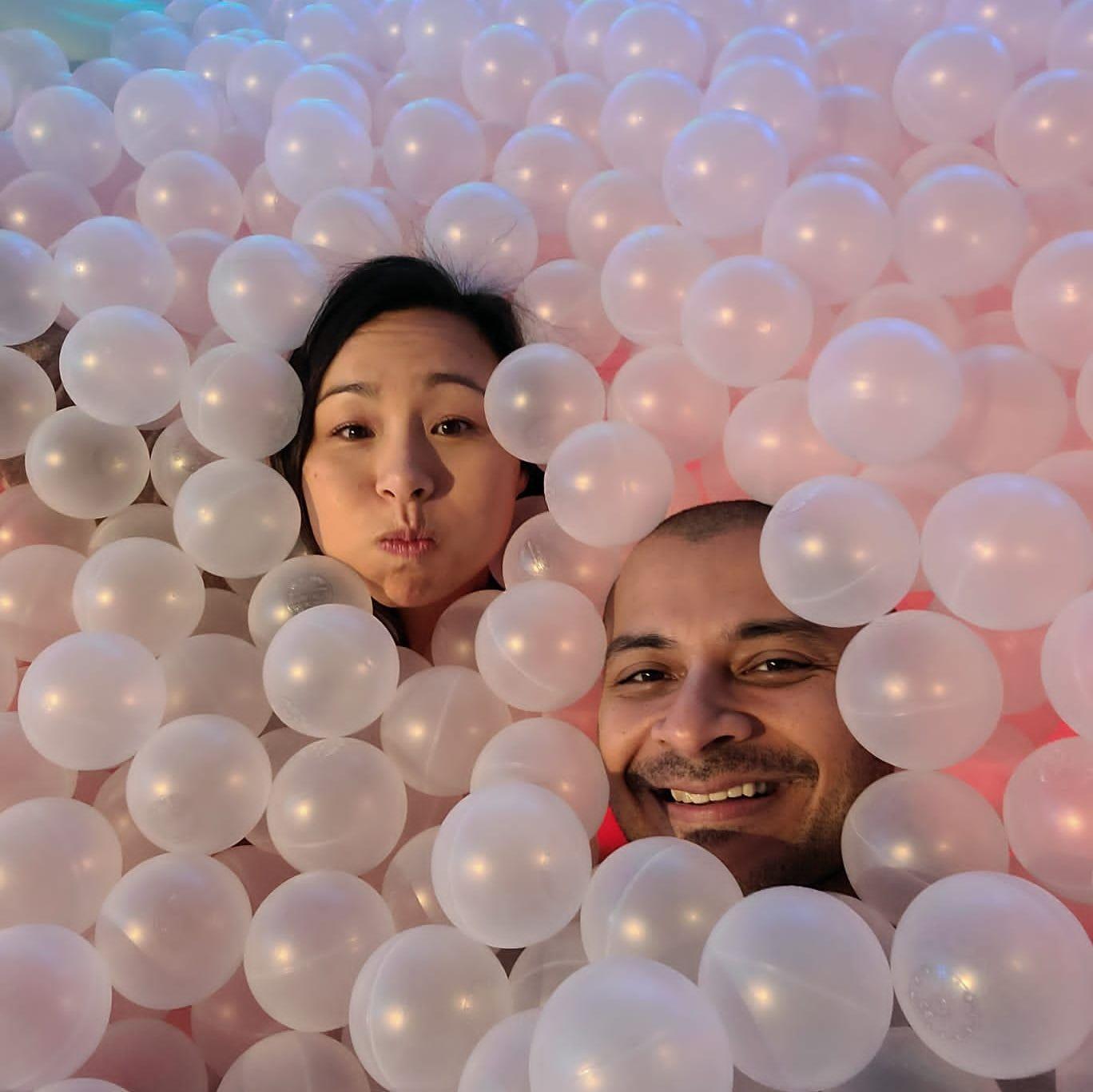 Having fun at the Upside Down Museum in Amsterdam