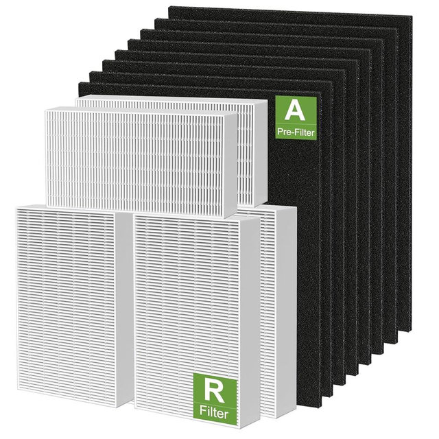 6 Pack HPA300 HEPA Filter Replacement for Honeywell HPA300 Series Air Purifiers HPA300, HPA300VP, HPA304, HPA3300, Replace HRF-R3 (6 Ture HEPA R Replacement Filter + 8 Activated Carbon Pre-Filter)