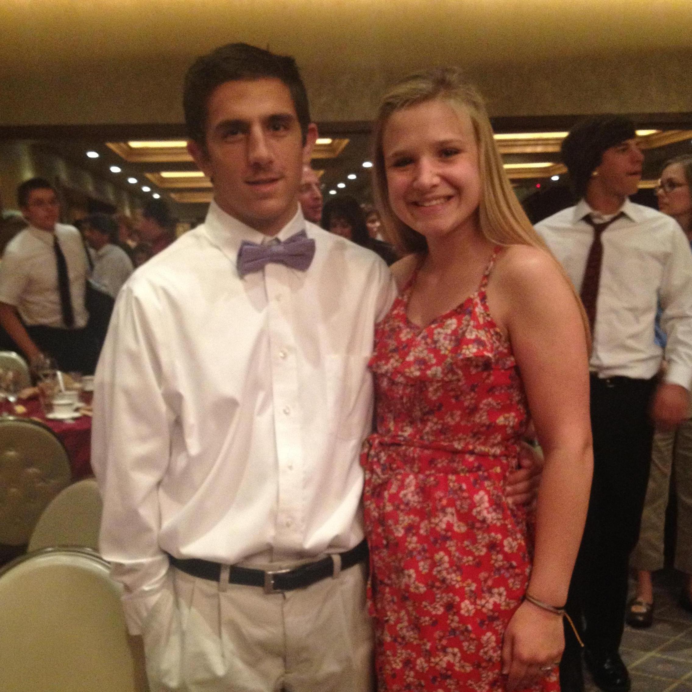 Our senior sports banquet, with Joe's third nose break healing.