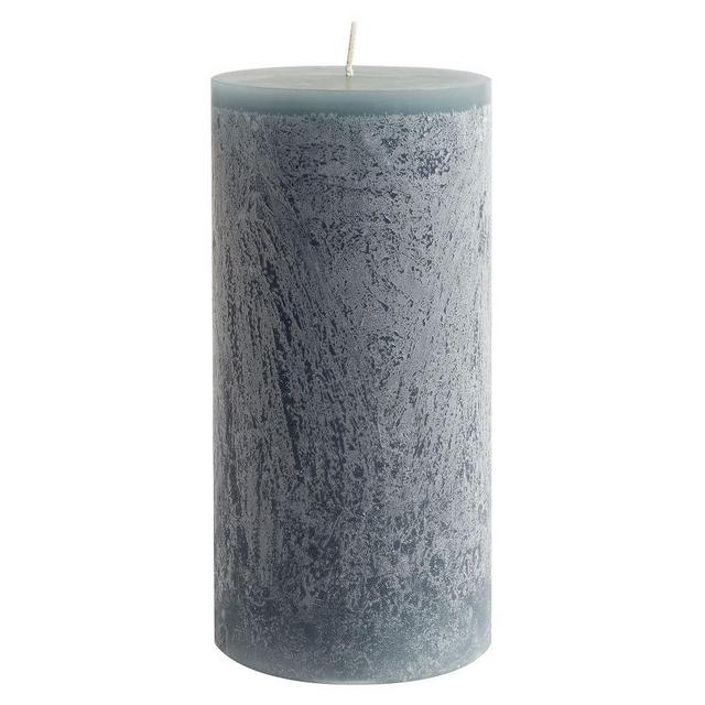 Scented Timber Pillar Candles, Flint Blue, Blackberry Yuzu, 4" x 8"