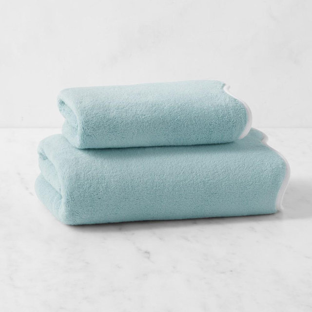 AERIN Scallop Bath Towel, Cloud Blue