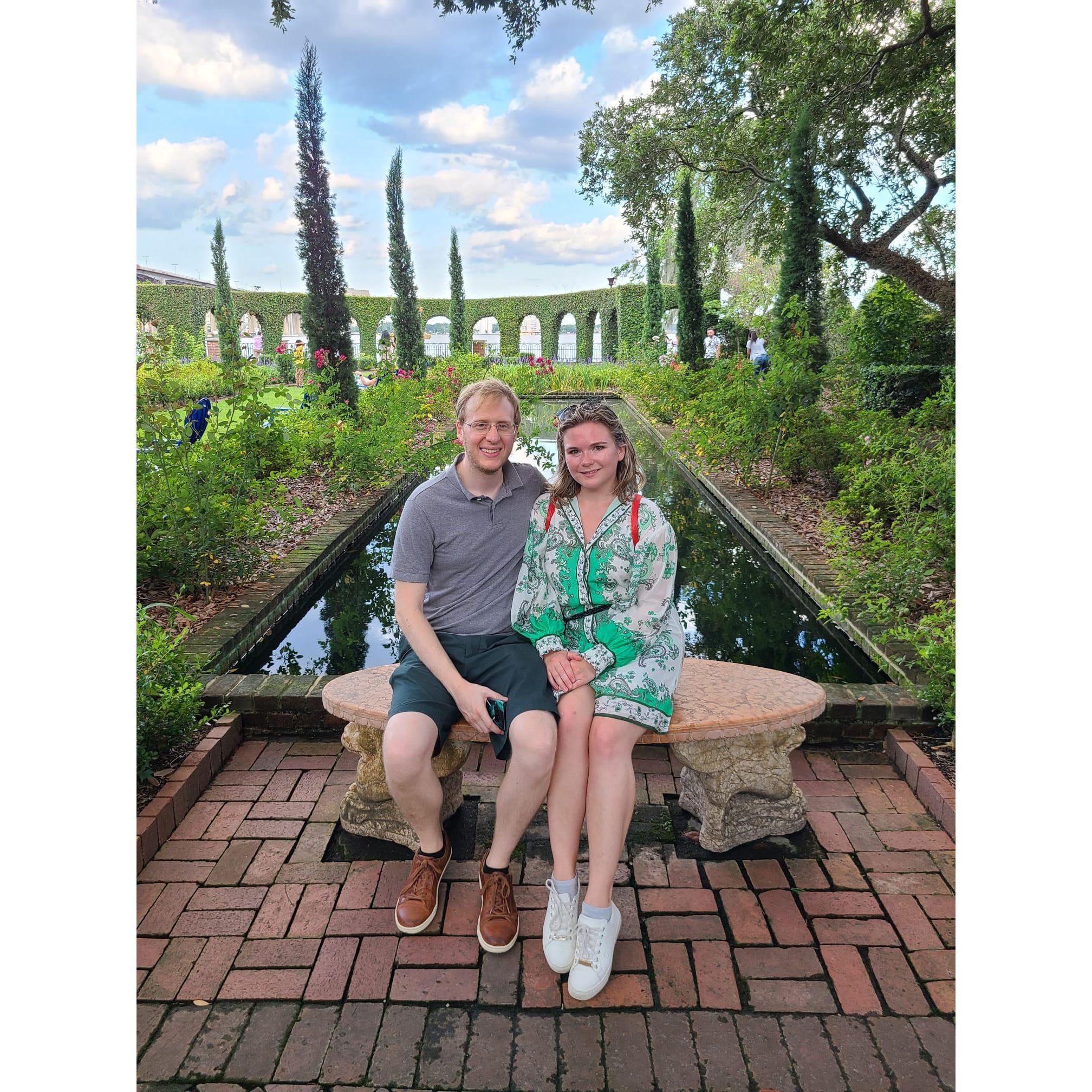 Relaxing at the Jacksonville art museum gardens. 