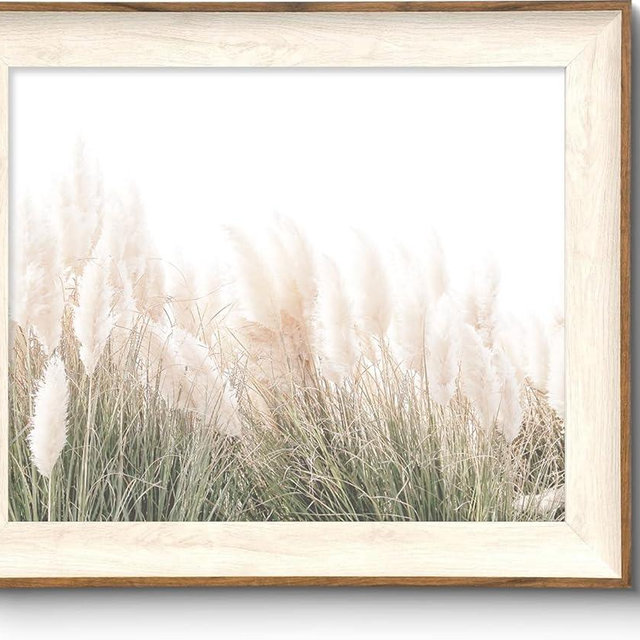 ASTRDECOR Framed Canvas Wall Art for Home Decor, Farmhouse Decor Pampas Grass Boho Wall Art Canvas Oil Painting, Rustic Neutral Wall Decor for Bedroom Living Room Gallery Bathroom - 10''x12''