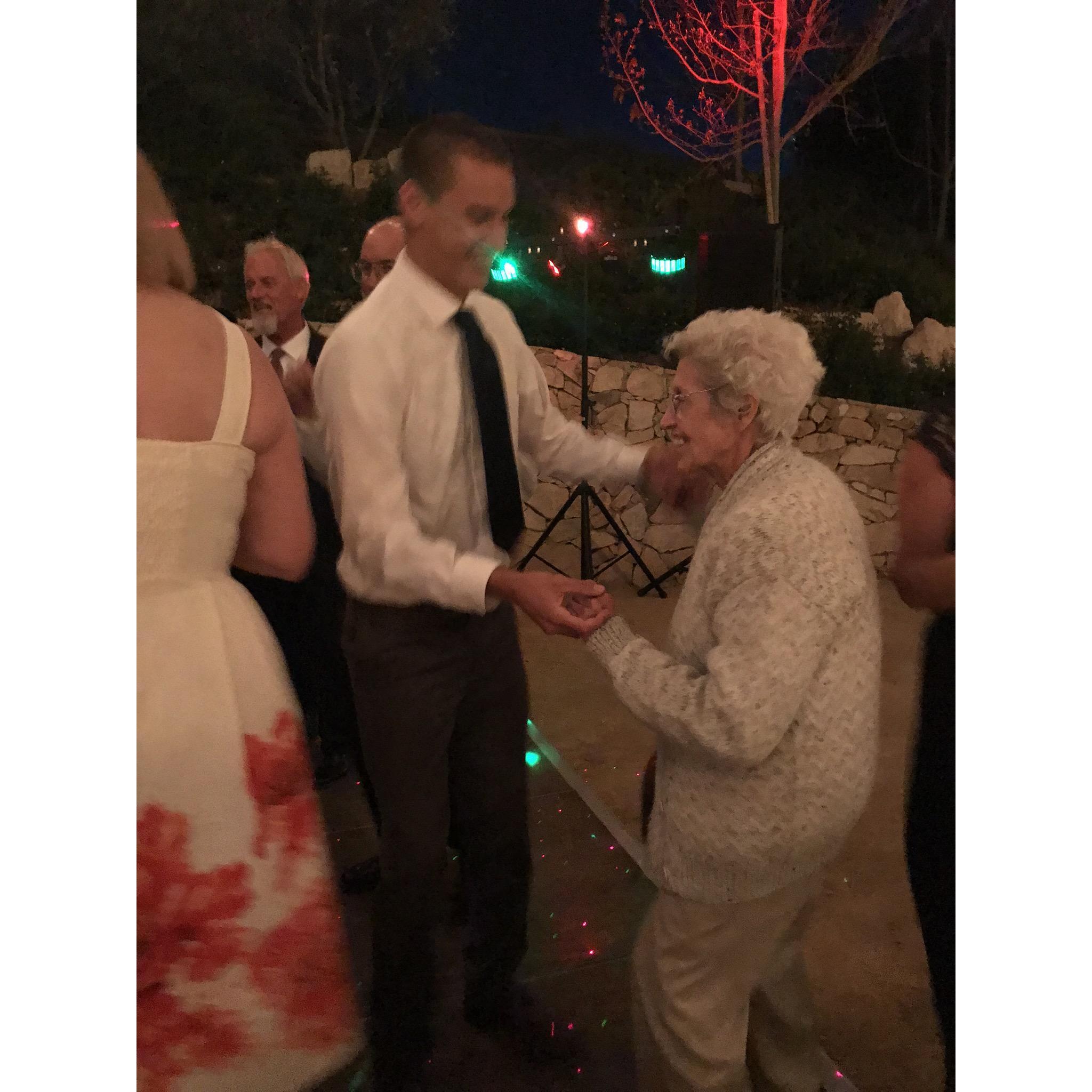 Granny and David dancing the night away