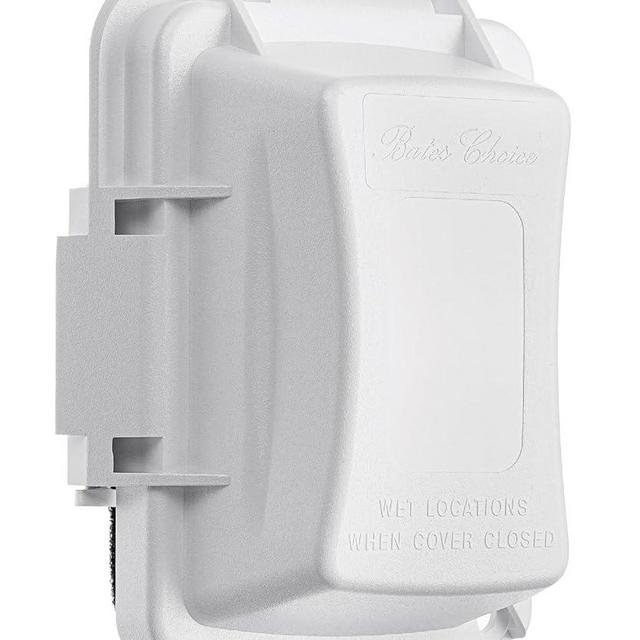 Bates- Weatherproof Electrical Outlet Cover, 1-Gang, White Outdoor Outlet Cover Weatherproof, Outdoor Plug Cover, Outdoor Electrical Outlet Cover, Weatherproof Outlet Cover, Outdoor Receptacle Cover