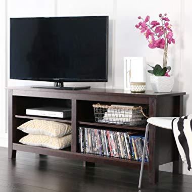 WE Furniture AZ58CSPES Classic Wood TV Stand, 58-Inch, Espresso