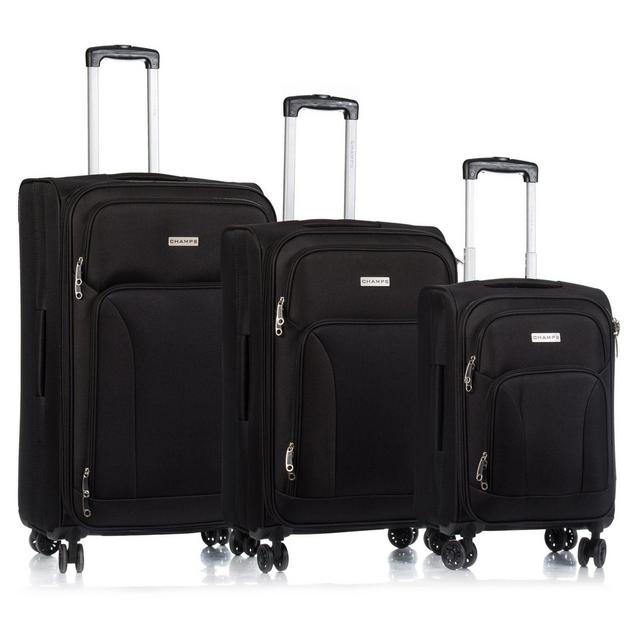 CHAMPS Travelers 3-Piece Softside Spinner Luggage Set in Black