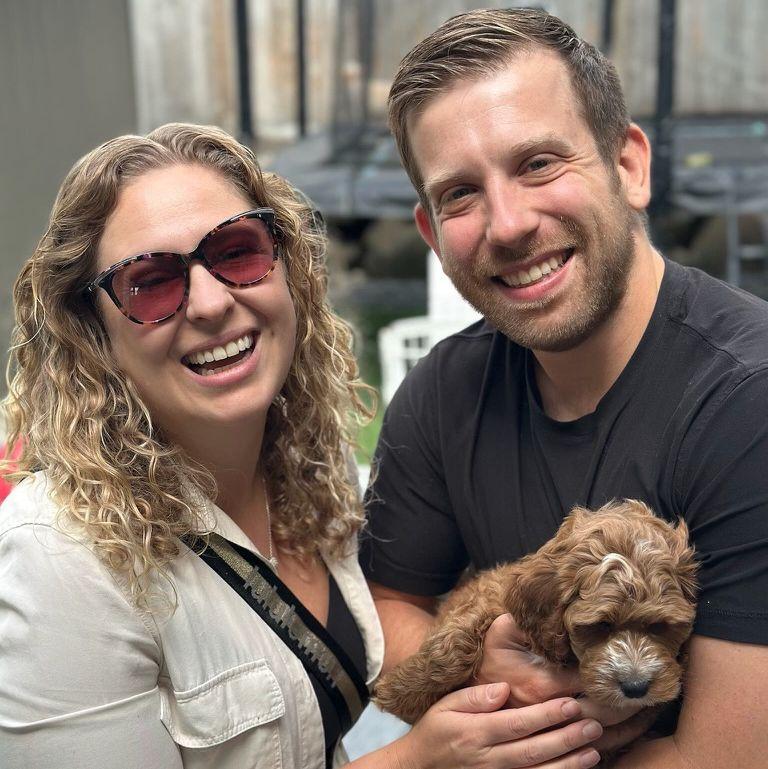 Picking up our puppy, Daisy