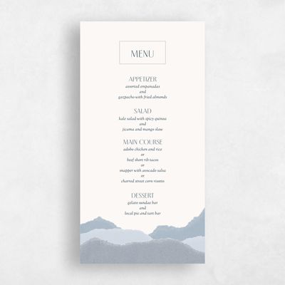Dusty Blue Wedding Menu - Lysander