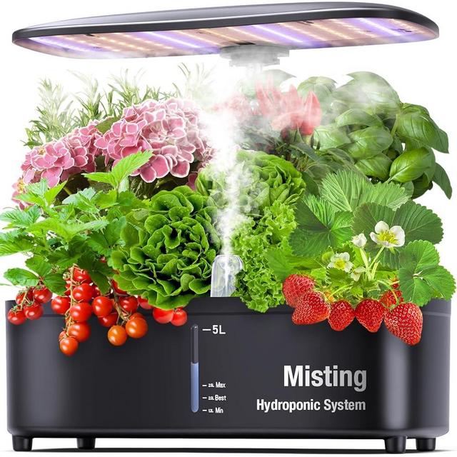 Misting Hydroponic Growing System 15 Pods Herb Garden Kit Indoor, 5L Large Tank Plant Germination Kit with Adjustable Height Grow Light to “20", Quiet Pump, Auto Timer, Gardening Christmas Gifts