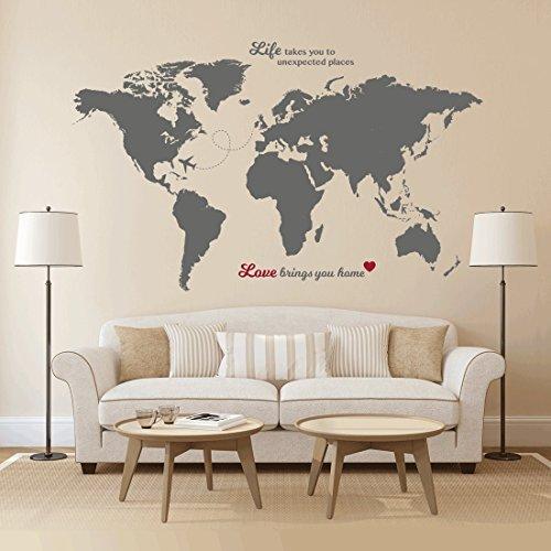 Timber Artbox World Map Wall Decal with Quotes - Best for Adventurers and Travellers