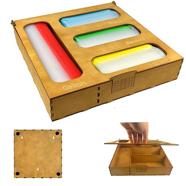 Miwasion Ziplock Bag Storage Organizer,Food Storage Bag Organizer,Suitable for Kitchen Drawers Compatible with Bags of Various Sizes Such as Gallons Quarts,Sandwiches,Snacks(Brownish yellow)
