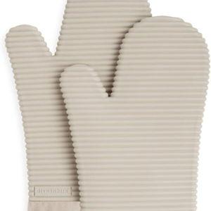 KITCHENAID Ribbed Soft Silicone Oven Mitt 2-Pack Set, 7.5"x13", Milkshake