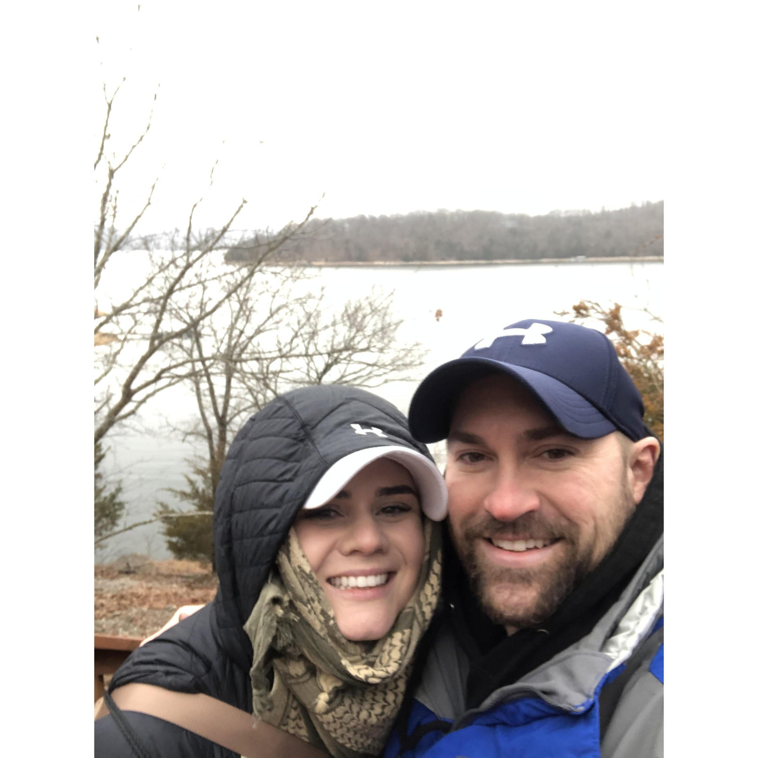 Our first trip together to Beaver Lake in AR. Drew taught me how to fish and it was about 20 degrees! January 2021.