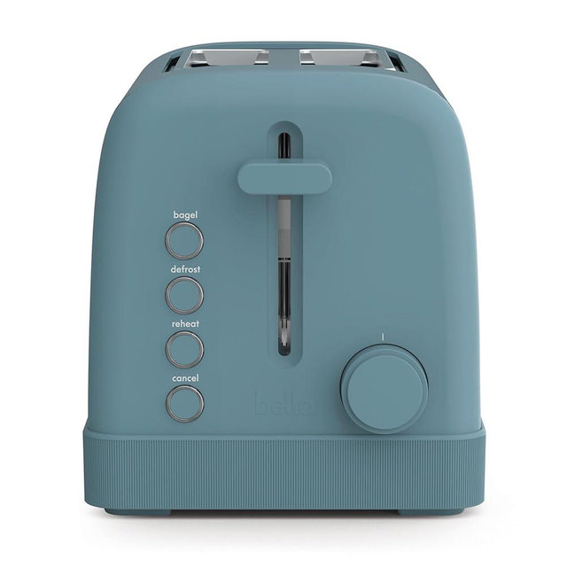 bella 2 Slice Toaster, 6 Setting Shade Control w Reheat, Cancel, Bagel & Defrost Buttons, Removable Crumb Tray, Anti Jam & Auto Shutoff, Auto Centering Guides & Cord Wrap, 900 Watt, Surf