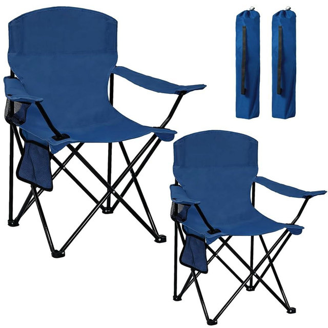 SAILARY Camping Chair 2 Pack Portable Folding Chair, Supports 300lbs, Lightweight Stable Outdoor Chair for Camping Hiking Fishing Beach Travel Picnic, Compact Collapsible Camping Seat, Midnight Blue
