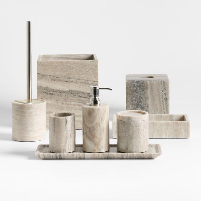 Tuscan Beige Marble Bath Collection, Set of 7