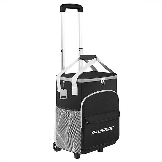 Insulated Rolling Cooler Bag Extended Collapsible, 2 in 1 Portable Beverage Cooler with Wheels Roller Bag Leak Proof Trolley Soft Cooler Bag BBQ Beach Summer, Camping, Picnics, Hiking