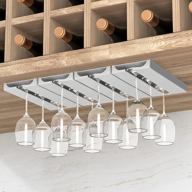 Vaisoeny Wine Glass Holder Under Cabinet, 4 Pack, White