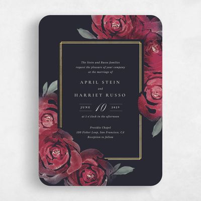 Black Rounded Wedding Invitation - Roana Classic Foil