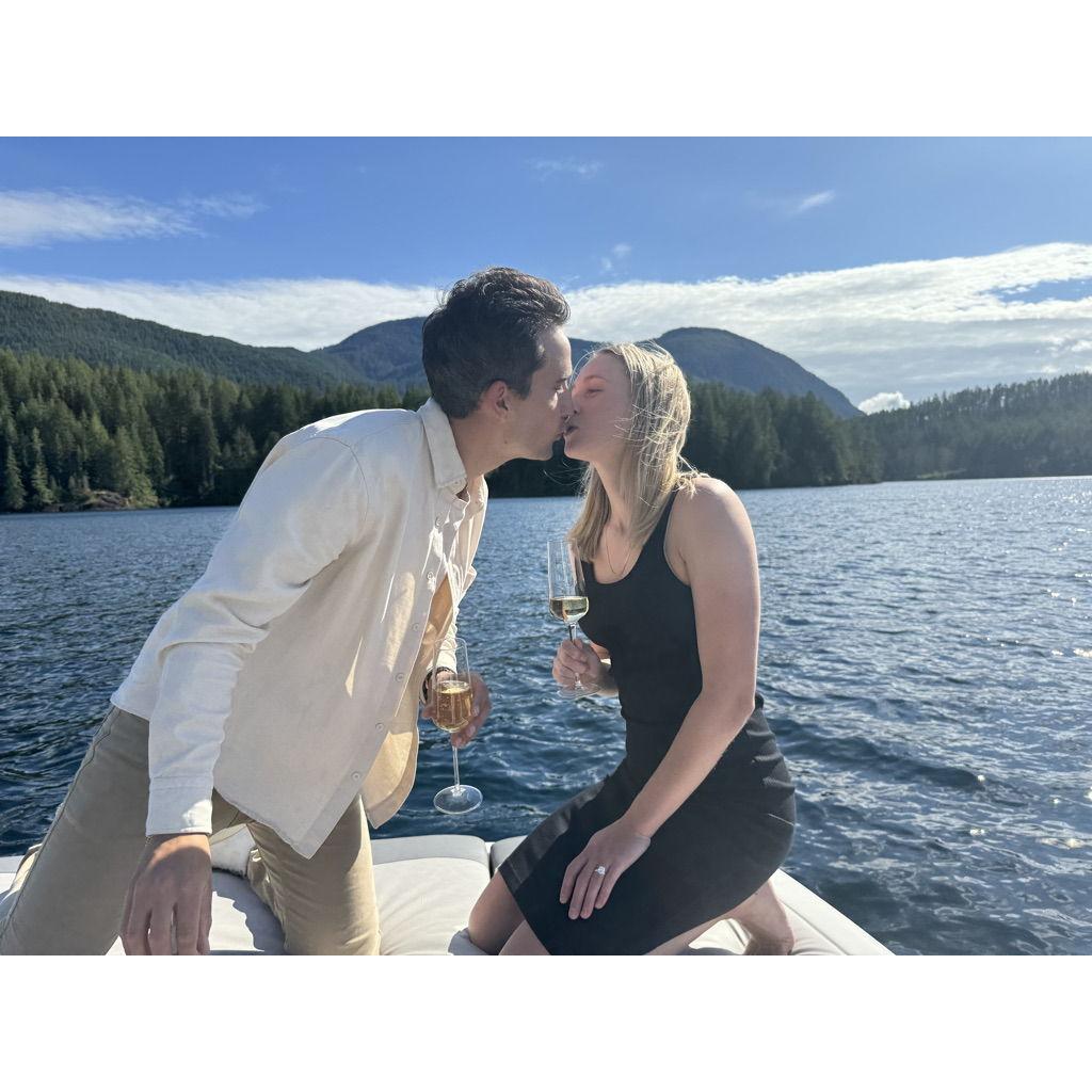 "Anchored in love 💍❤️ The moment we said yes to forever a favorite place to be – at Sproat Lake