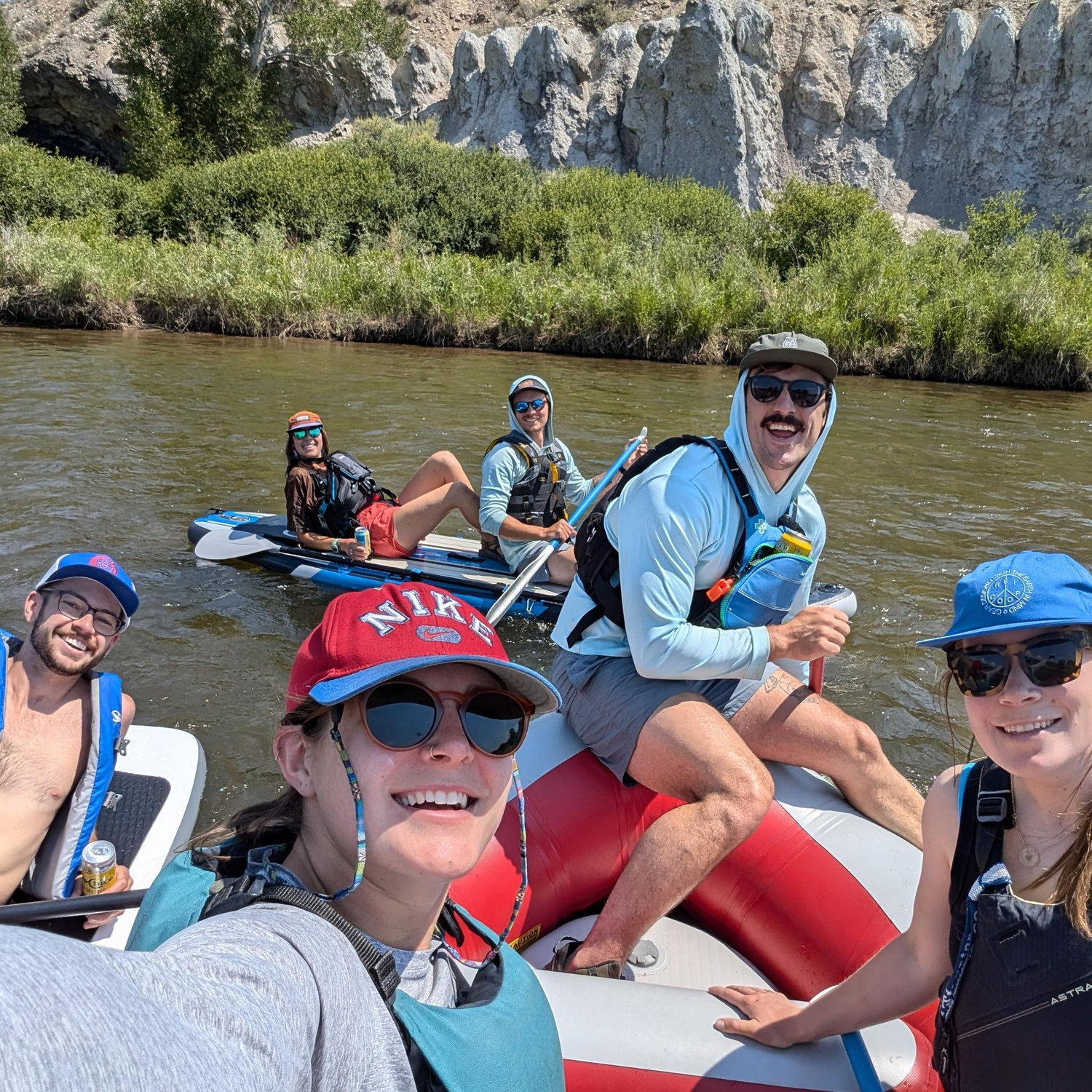 Bringing friends on Ruby the raft!